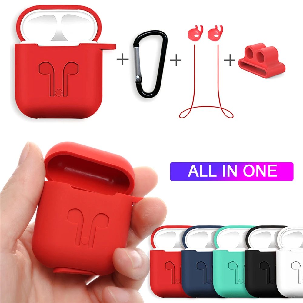 5в1 чехол для наушников для AirPods Ударопрочный силиконовый защитный чехол с крючками с анти-потерянными проводами наушники для AirPods