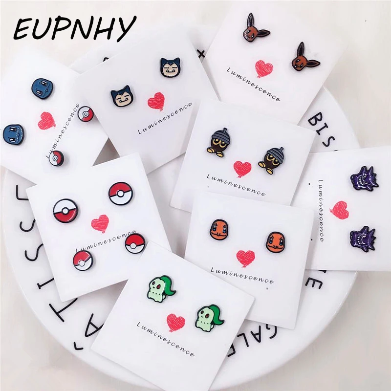 Оптовая продажа EUPNHY 20 пар мультяшных сережек гвоздиков Pokemon GO модные