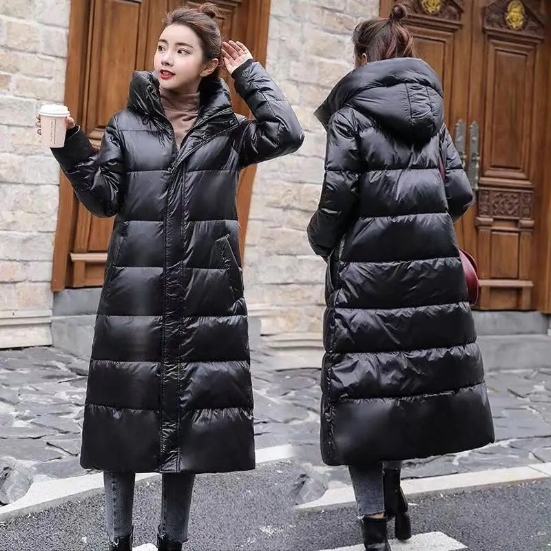 

Новинка 2021, женский длинный пуховик с подкладкой, зимняя темпераментная утепленная Толстая куртка до колена, с капюшоном