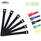 Многоцветные нейлоновые кабельные стяжки типа T, многоразовые кабельные стяжки с крючком и петлей с отверстием, органайзер для проводов, 50 шт.