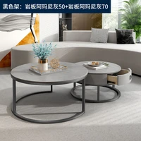 nordic round marble coffee tables simple with drawer light luxury modern coffee table living room furniture iron sofa side table