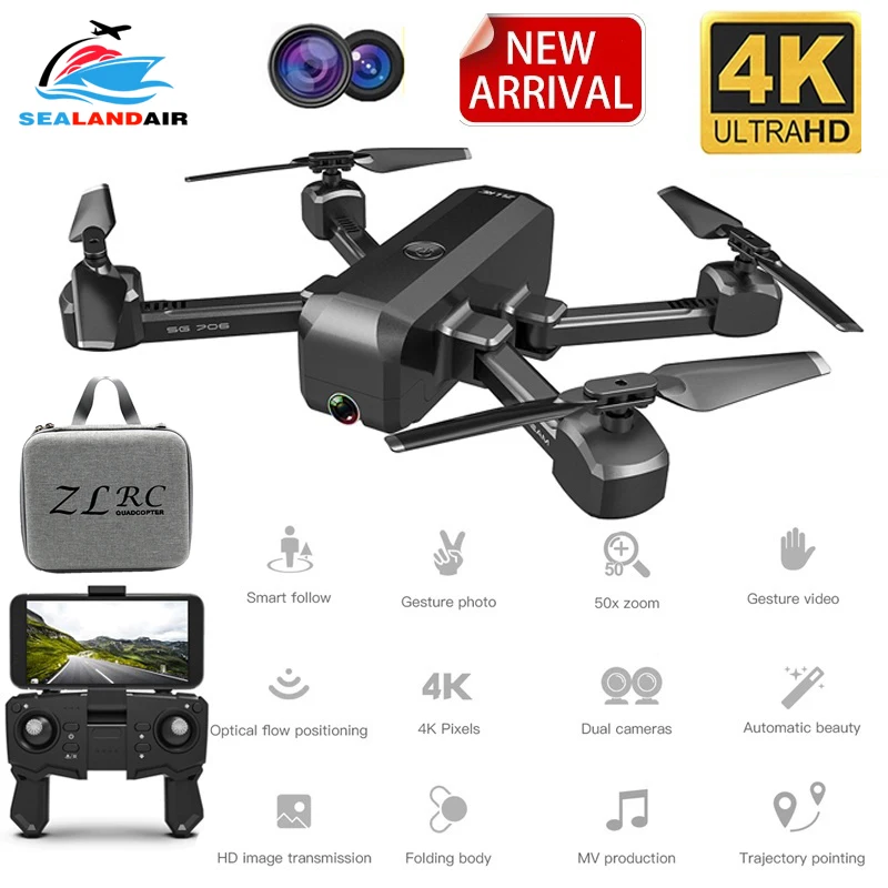 Новая камера Дрон с камерой 4K HD 1080P воздушная видео wifi FPV Квадрокоптер Follow Me RC вертолет Дрон x Pro VS GD89 LF606 LF609