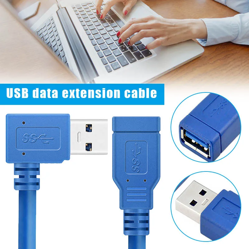 

USB 3.0 Extension Cable Left Right Angle A Male to Female Line 5Gbps High Speed @M23