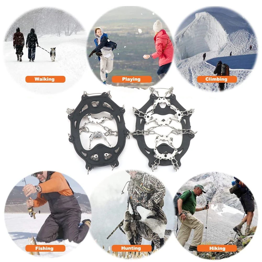

Ice Snow Grips Tranction Cleats Crampons With 19 Spikes Black For Walking Climbingon Snow And Ice 3 Size Sneaker Accessoires