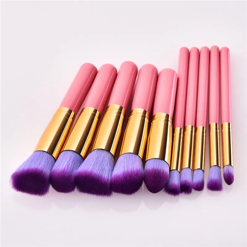 Набор Мини кистей для макияжа 10 шт. новинка розовое золото размер 14 см основы под