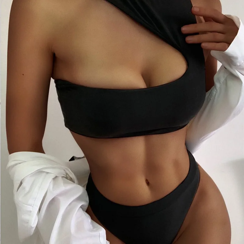 

Swimwear For Women 2021 New Bikini Pusch Up Swimsuit Separate Bathing Suit Female Stretch Tight Sleeveless Multicolor Irregular