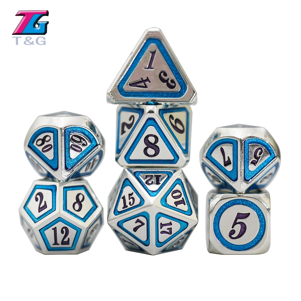 7 штук Металлический Набор кубиков игра DND многогранный с сумкой для хранения