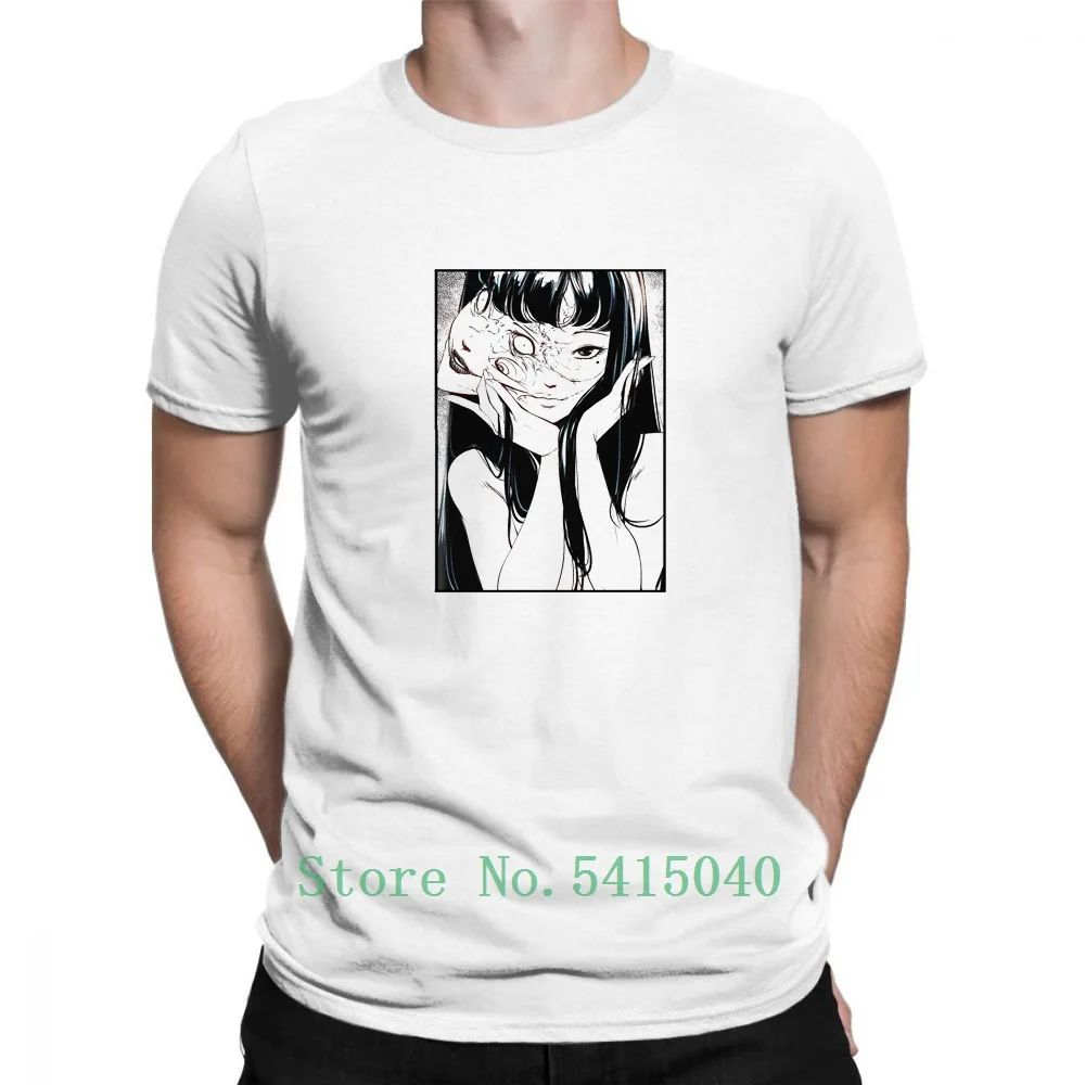 Японское аниме унисекс футболки для мужчин Junji Ito девочек ужас манга человек