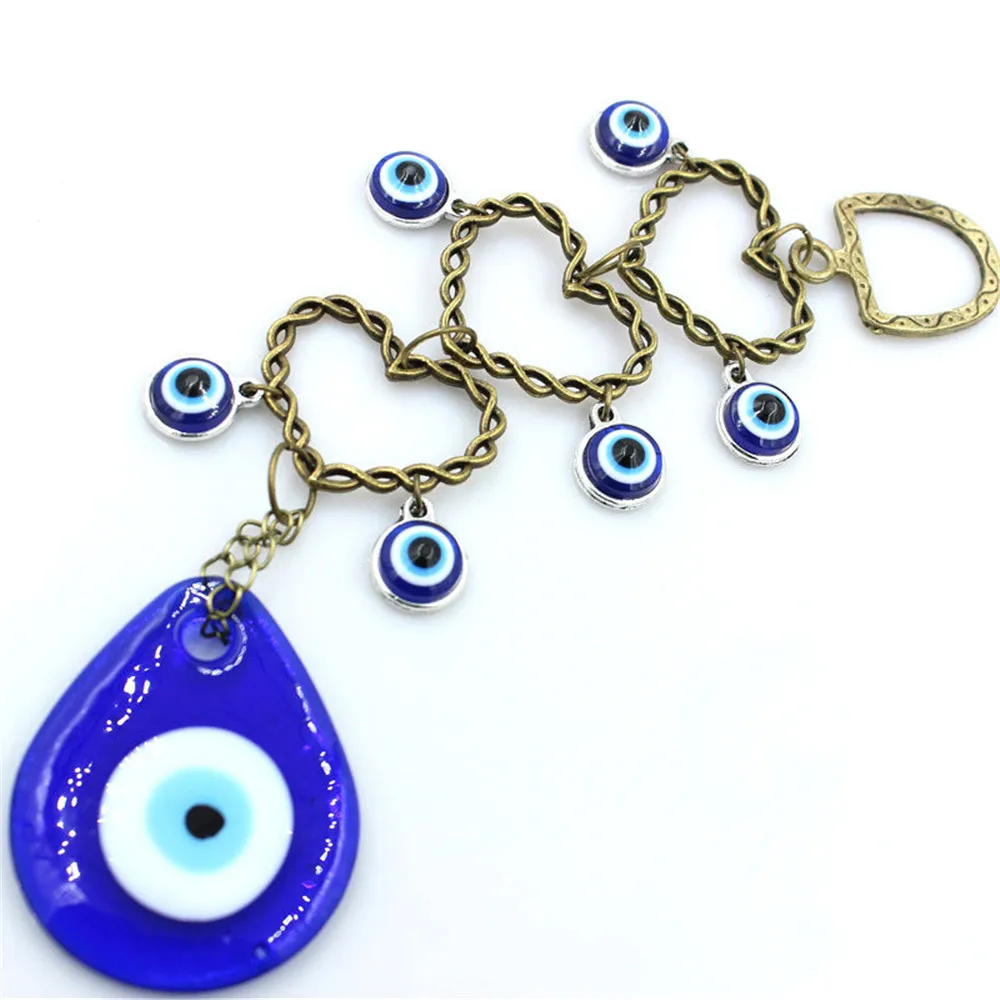 

Turkish Blue Eyes Ornaments Town House Alloy Glass Evil Spirit Indoor Peach Heart Pendant 4*5CM Wall Hangings