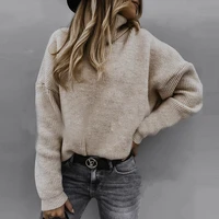 elegant turtleneck pullover sweater fashion autumn winter casual long sleeve tops female chic bottoming sweater solid streetwear