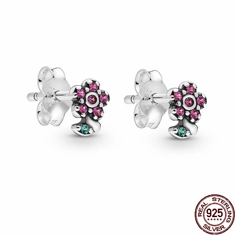 

925 пробы серебра в форме единорога маленькое красное пальто с пуговицами в форме цветов Earringss женские модели, подходящие для подарок ко Дню С...