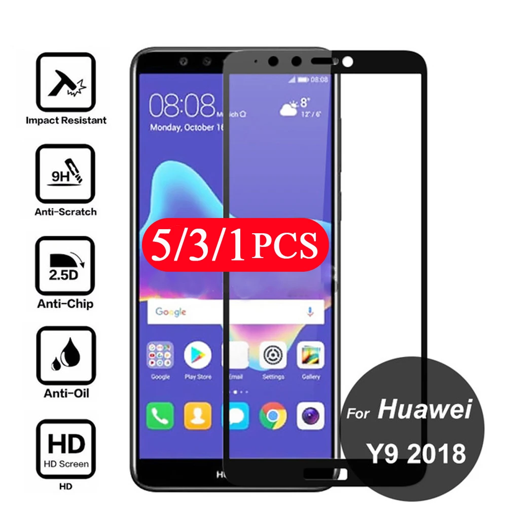 

5/3/1Pcs cover protective for huawei Y9 2018 Y9 prime 2019 Y9A Y9s Y8s Y8p tempered glass phone screen protector film smartphone