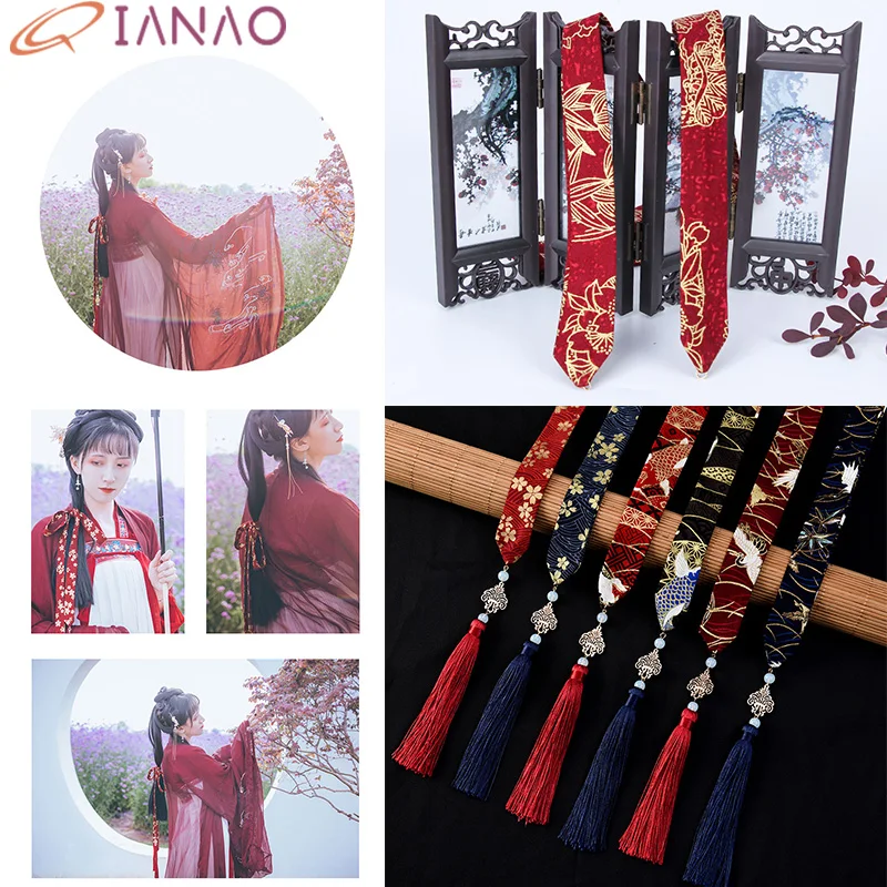 QIANAO вышитая полая лента для волос из сплава с кисточками головные уборы