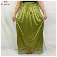 summer women plain stretch silk cotton high waist elasticated ladies ankle length long lace skirt solid loose casual skirts