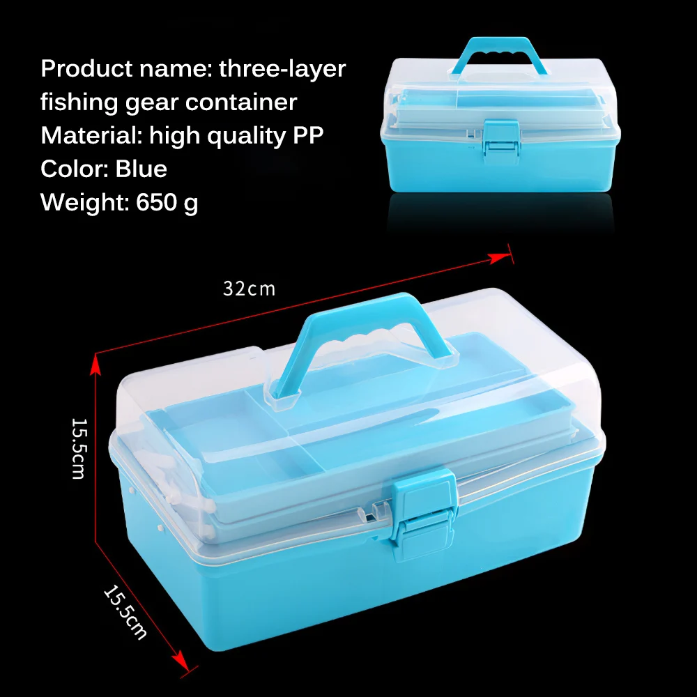 

Three Layer Fishing Gear Box Compartments Fishing Accessories Lure Hook Boxes Storage High Strength Outdoor Fishing Tackle Box