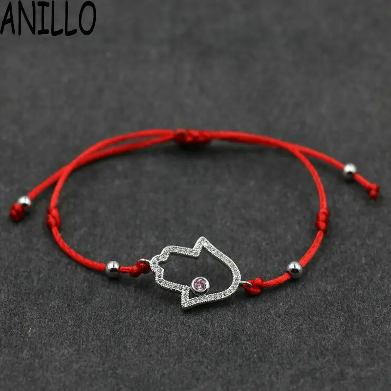 Для женщин Хамса рука Фатимы &quotКрасная веревочная нить строка браслет повезло