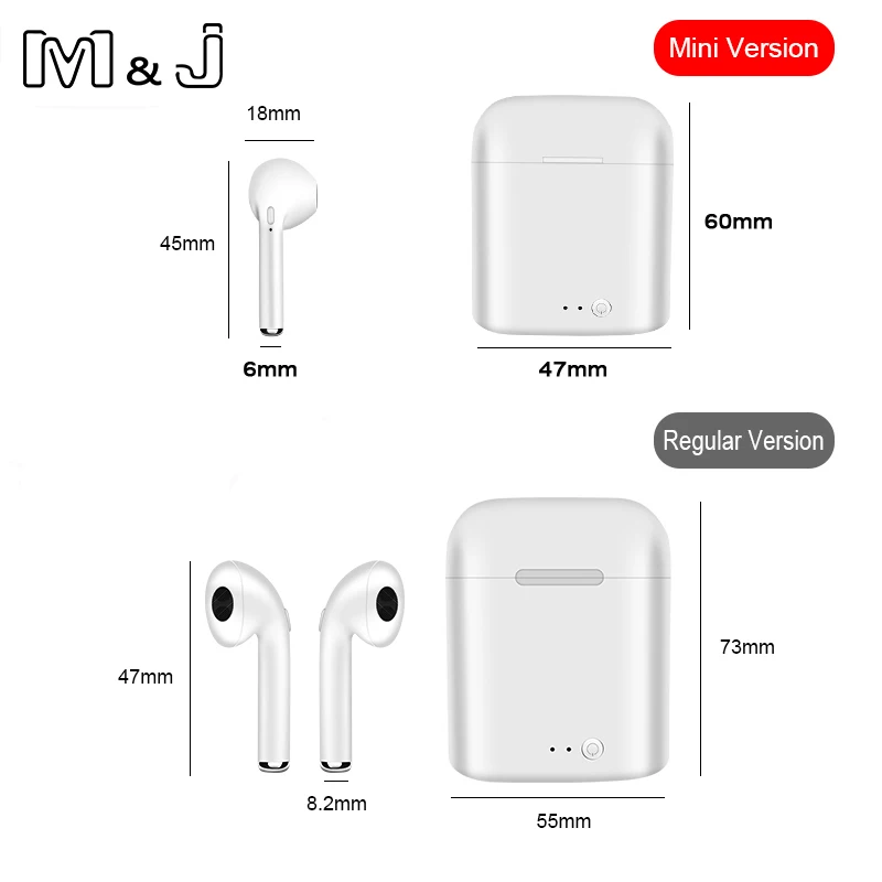 Hot Sell M&J i7 Mini Bluetooth 5.0 TWS Small Wireless Earphone With Charging Box Stereo Headphones for All Phone images - 6