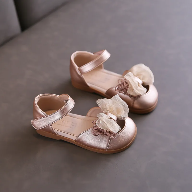 

New Children Shoes Fashion Lace Bow Silver Princess Baotou Cut-Outs Girls Sandals Baby Toddler Kids Comfortable 041