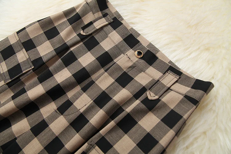 

European and American women's wear 2020 winter new style Long - sleeved flapped hoodie Plaid bloomers Fashion suits