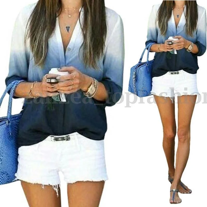 Женская рубашка с длинным рукавом и v образным вырезом Zanzea Повседневная