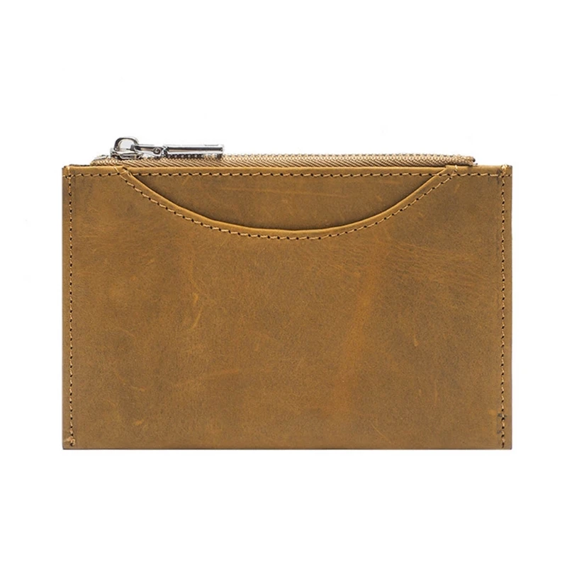 

Men Credit ID Card Holder Wallet Vintage Leather Zipper Coin Pocket Purse Mini Pouch Cash Organizer