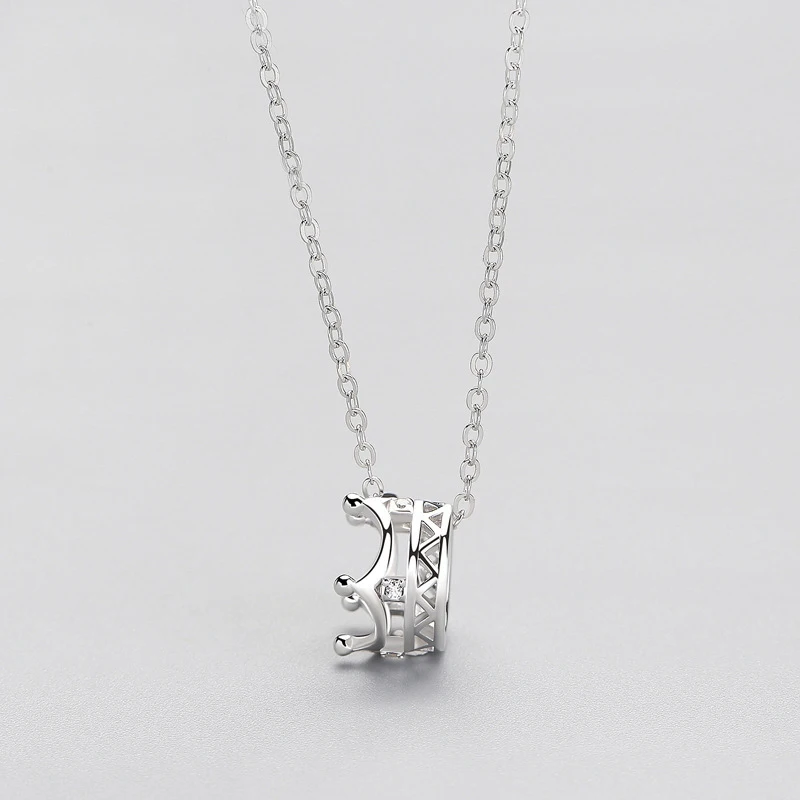 

MloveAcc Fashion Genuine 925 Sterling Silver Zircon Crown Pendant Necklace for Women Bijoux Jewelry Birthday Party Trendy Gift