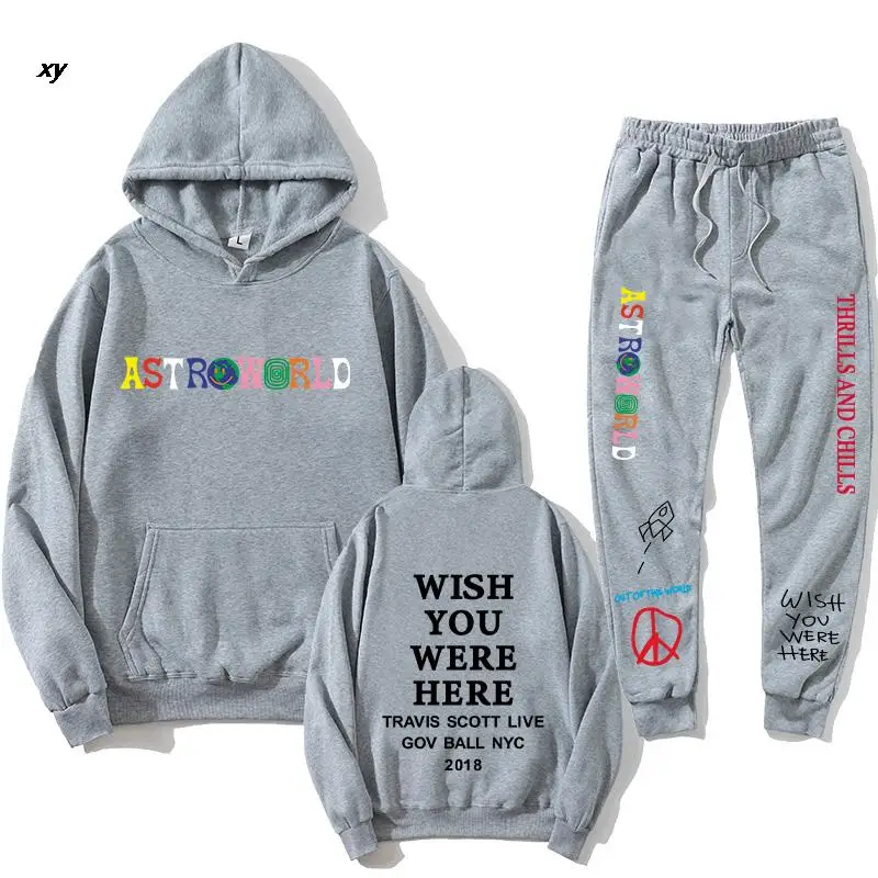 

2020TRAVIS SCOTT ASTROWORLD hope you are here HOODIES fashion letters ASTROWORLD HOODIE streetwear + pants men's pullover sweats
