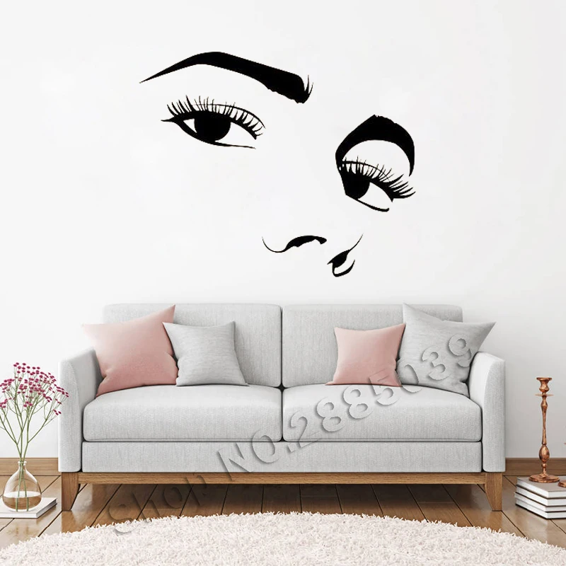 

Exquisite face Eyelashes Eyebrows Wall Vinyl Sticker Decal Beauty Shop Wall Decoration Window Accessories Eyelash Poster LL156