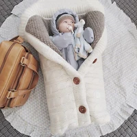 baby winter warm sleeping bag infant button knit swaddle wrap swaddling stroller sleeping bag toddler sleepsack thickened