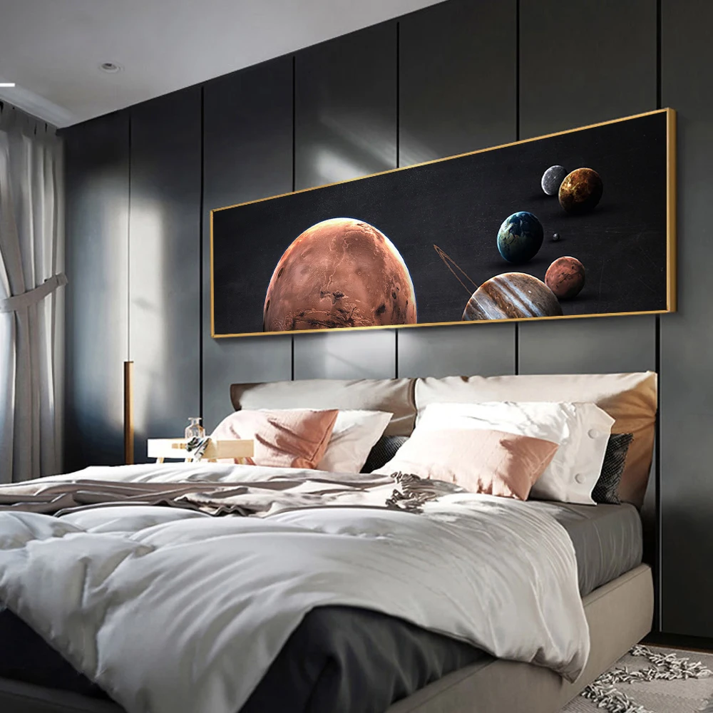 

Large Size Children's Science Fiction Space Astronaut Moon Solar System Wall Art Poster Canvas Painting For Living Room Decor