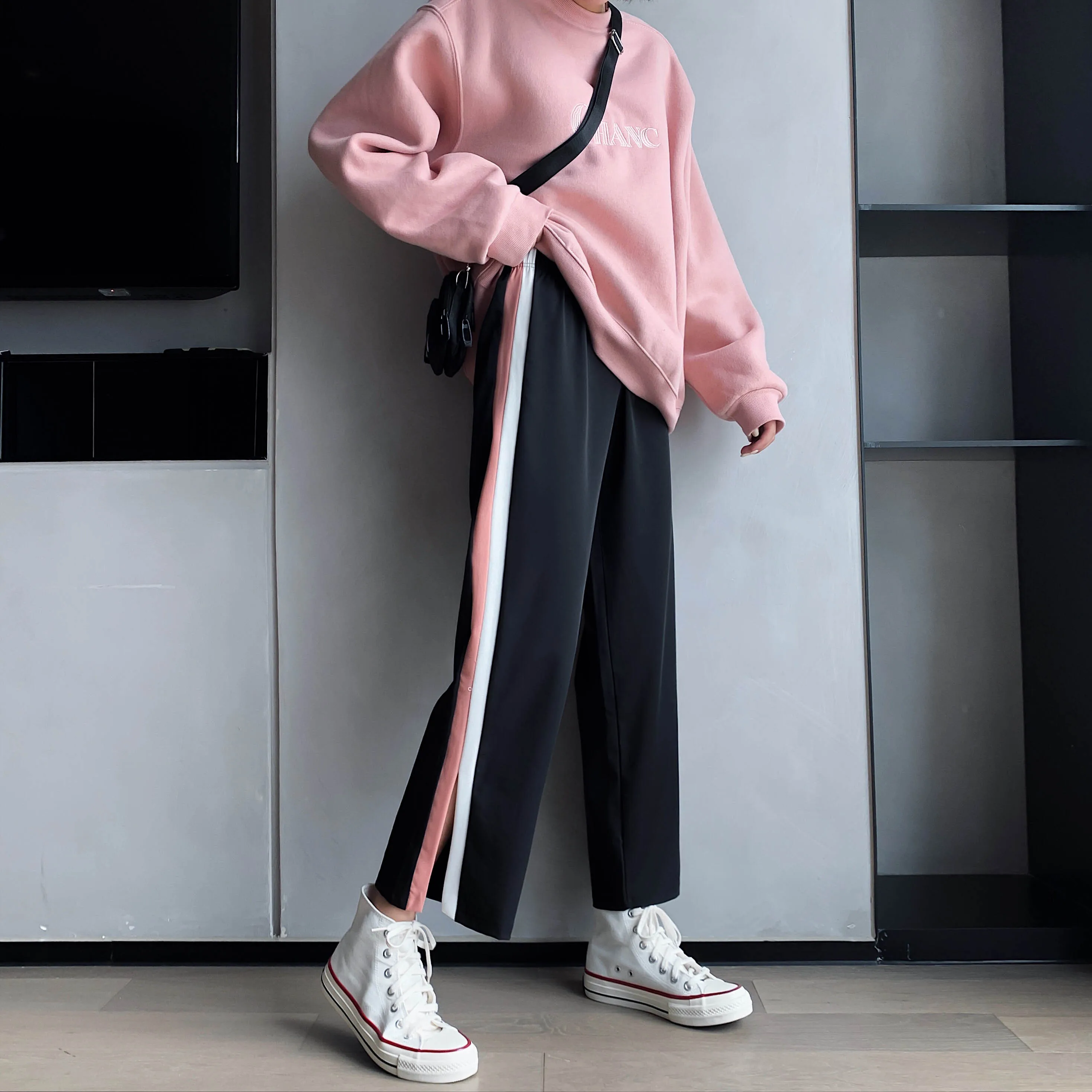 

Wide Leg Pants Children Autumn Thin High Street Ins-Music of the Tide Loose High Waist Slimming All-Matching Straight HarLan