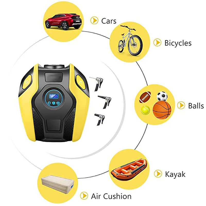 Online Inflador De Neumáticos Eléctrico Para Coche, Bomba De Compresor De Aire Portátil, 12V, Cc, 150PSI, Para Bicicleta Balón Y Otros Inflables