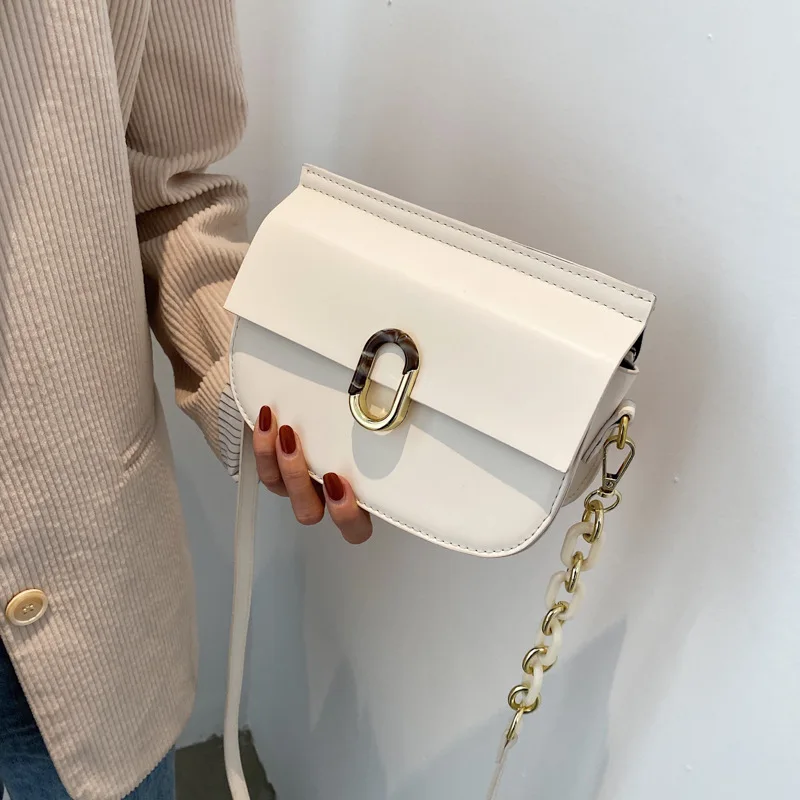 

Женская сумка через плечо, с цепочкой, однотонная, сумки для багета, 2021