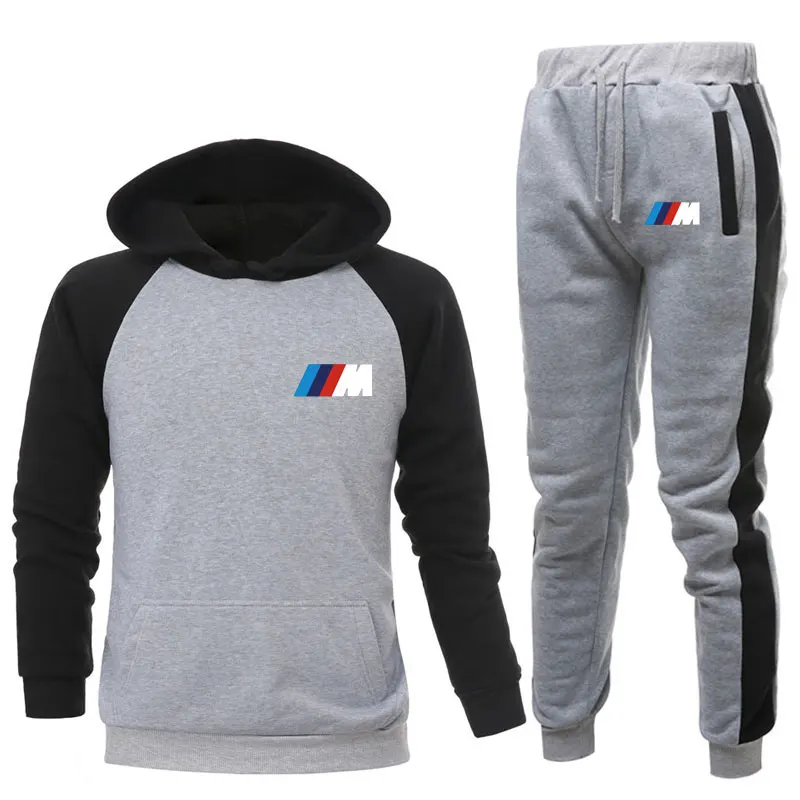 

2020 new2 Pieces Sets Tracksuit BMW printing Men Hooded Sweatshirt+pants Pullover Hoodie Sportwear Suit Casual Men Clothes