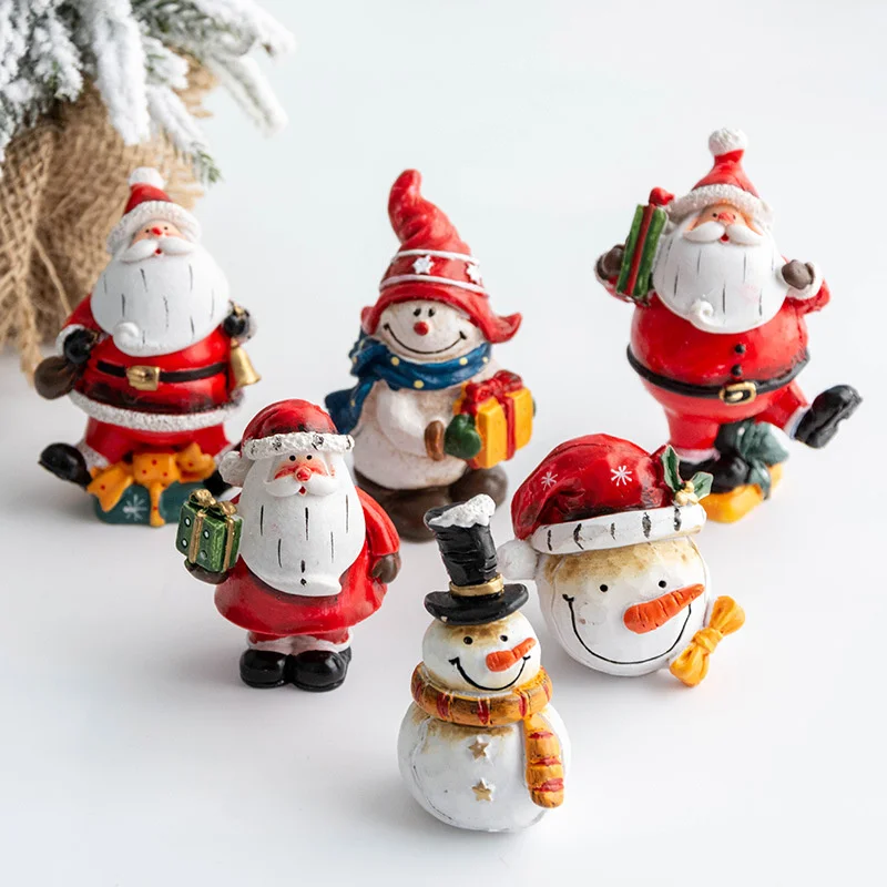 

Resin Santa Snowman Desktop Ornaments Christmas Decoration Small Ornaments New Year Window Decoration Children's Toys