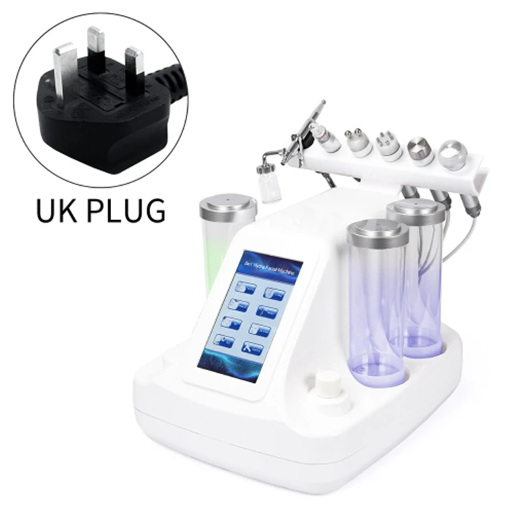 UK Plug 6 в 1 небольшой пузырьковый кислородный спрей Отшелушивающий увлажняющий косметический инструмент Очищающий увлажняющий косметический аппарат для лица - Цвет: UK Plug