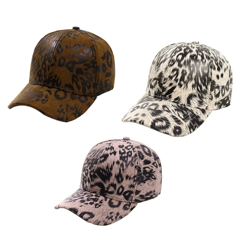 

Simple Leather Baseball Cap Leopard Cheetah Print Baseball Cap Adjustable Travel Sport All-match Show Face Small