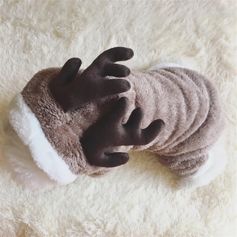 

Pet dog thickened autumn and winter clothes four-legged clothes elk suit cat cute pet dog clothes comfortable, warm breathable