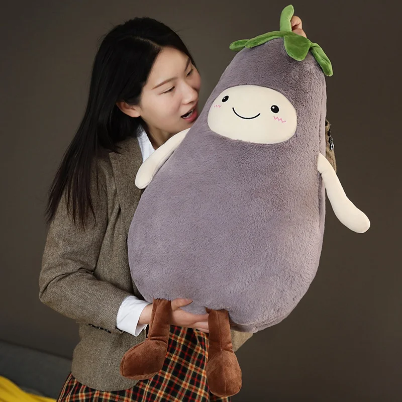 Кавайная плюшевая подушка с выражением лица фрукты мягкие набивные баклажаны
