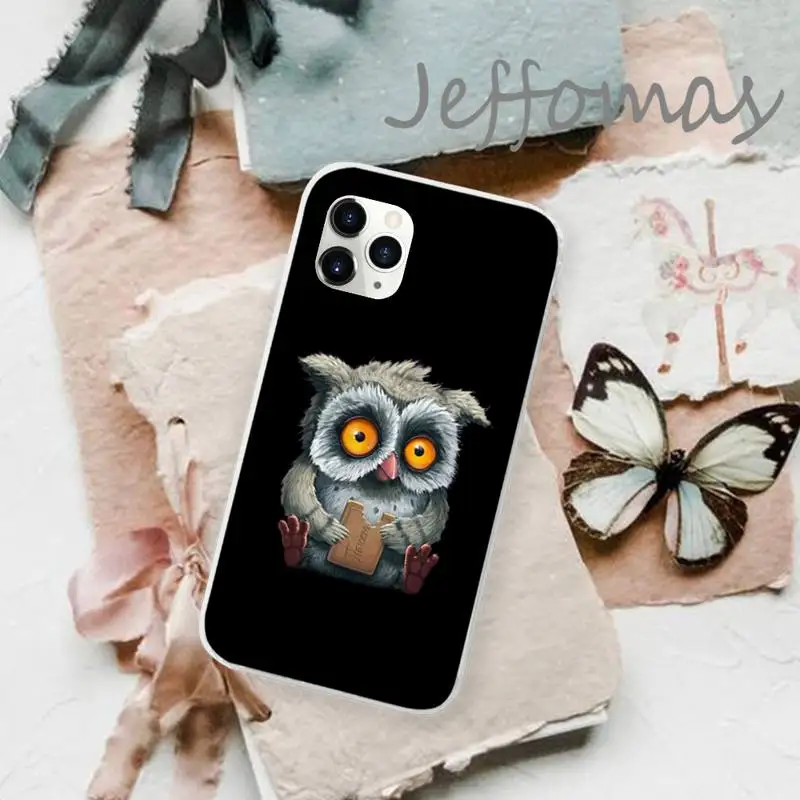 

Owl Phone Case Transparent for iPhone 11 12 mini pro XS MAX 8 7 6 6S Plus X 5S SE 2020 XR