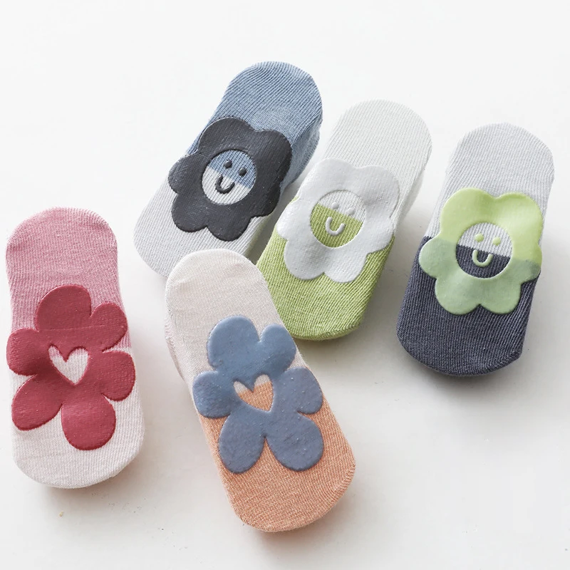 

Wecute Breathable Non-slip Floor Socks Boy Girl Socks Indoor Baby Kids Socks Cotton Candy Color Ankle Socks Sun Flower Socks