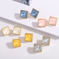 korean temperament square irregular earrings womens simple fashion candy color earrings girl party wear daily earrings