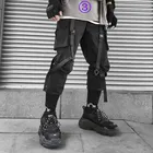 Брюки Techwear мужские в стиле хип-хоп, спортивные штаны с лентами, уличная одежда, черные шаровары, с несколькими карманами, мужские повседневные штаны