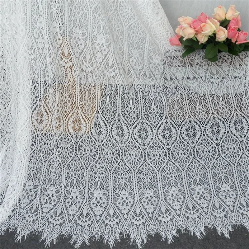 

European Style French Eyelash Lace Fabric Wedding Dress Veil Bride Dress Fabric V2288
