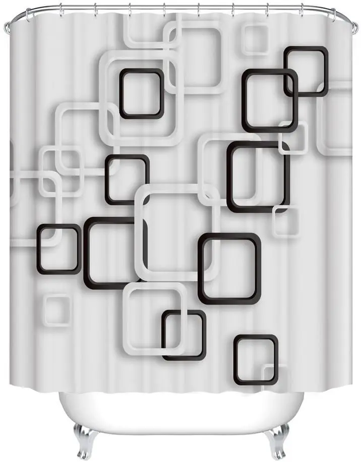 Занавески для ванной черные и белые квадратные дизайнерские занавески душа