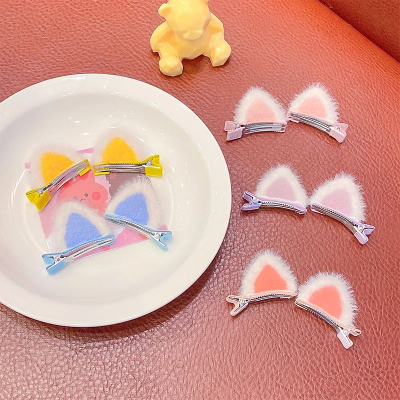 

1 Pair New Girls Cute Plush Cartoon Cat Ear Hairpins Children Lovely Hair Decorate Clip Stereo Barrette Fashion Hair Accessories