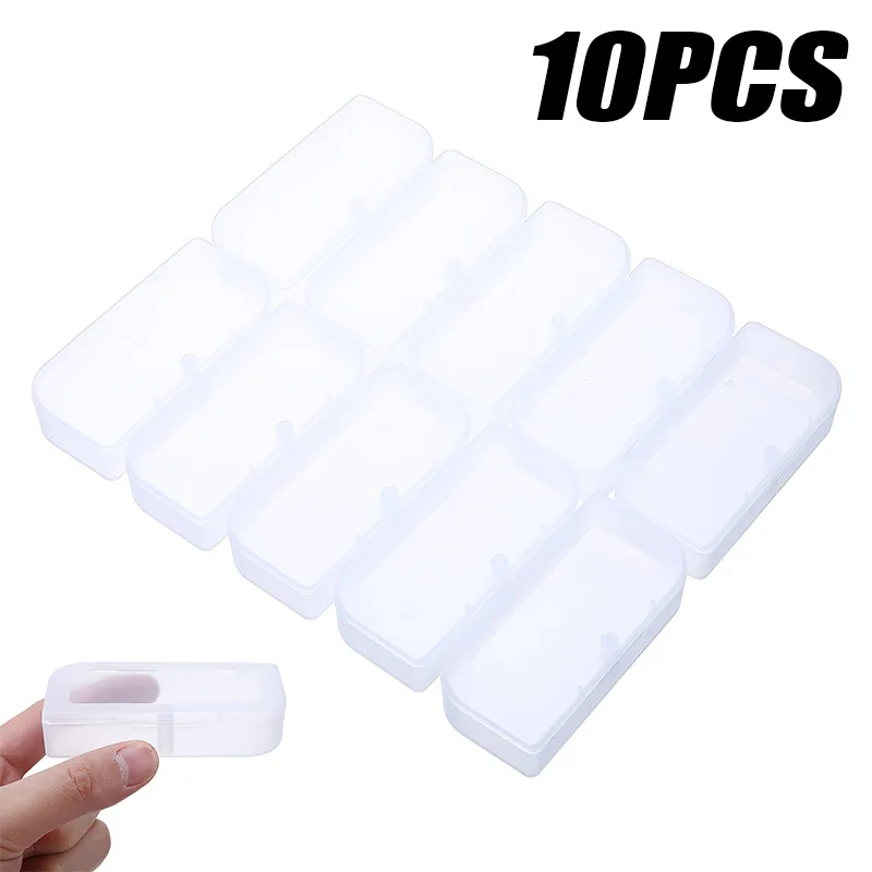 

10 шт., пластиковый прозрачный контейнер с крышкой, 95x45x20 мм
