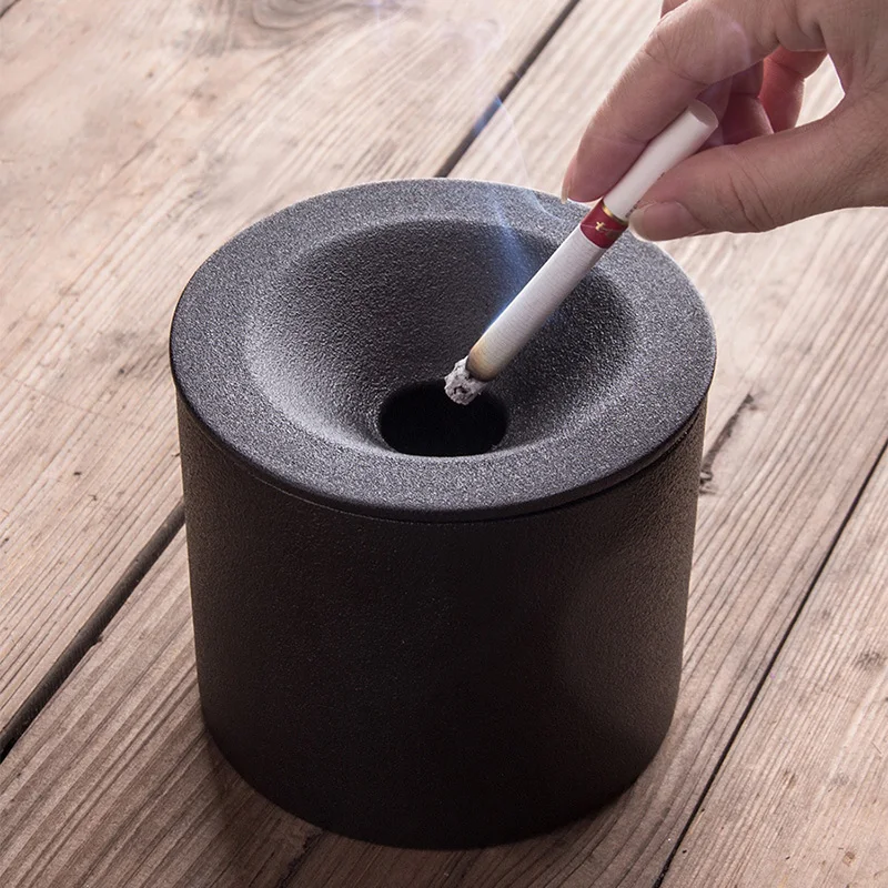 

Ceramic Moden Windproof Ashtray With lid for Tabletop Gift for friends Hotel outdoor home decoration Smokeless Ashtray Holder