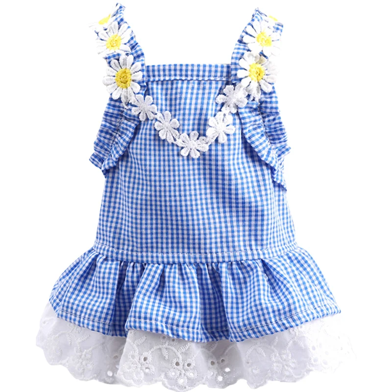 Платье для собак синее кружевное мини-платье на весну и лето одежда маленьких