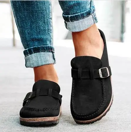 

2021 Spring And Summer Hot Style Round Head Low Heel Casual Ladies Half Drag Sandals 43 Size Sandals For Women